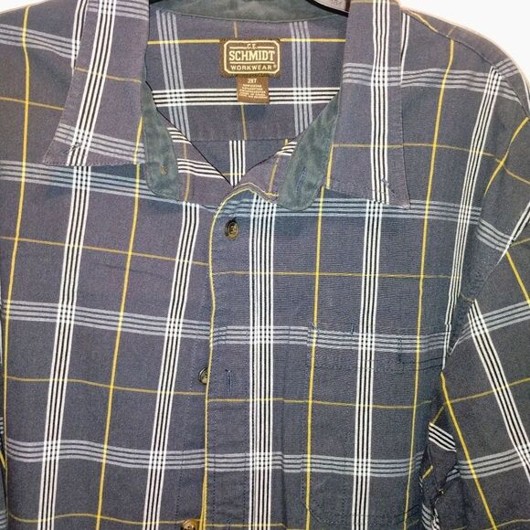 C E. Schmidt Nwot Men's Black and Yellow Plaid Button Down Shirt - Picture 5 of 12